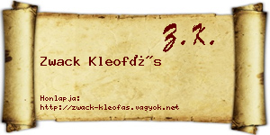 Zwack Kleofás névjegykártya
